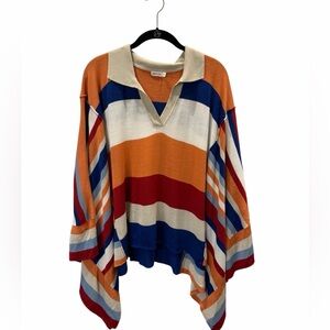 Mersea Colorful Striped Poncho Top One Size